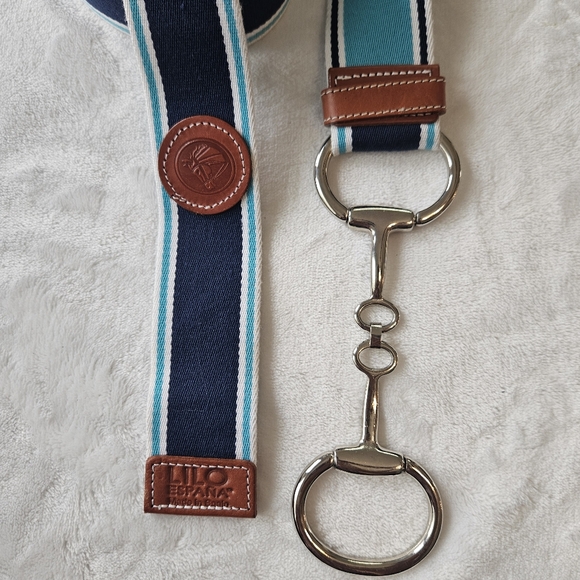 Lilo Espana Leather and Woven Fabric Belt Equestrian Silver tone Hardware - Picture 2 of 7